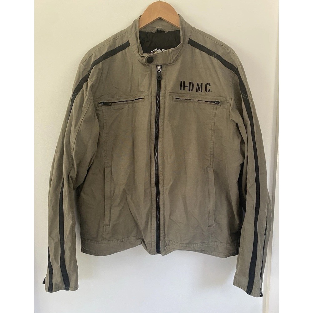 Harley Davidson H-DMC Motorcycle Jacket Large Canvas Biker Military Moto Utility